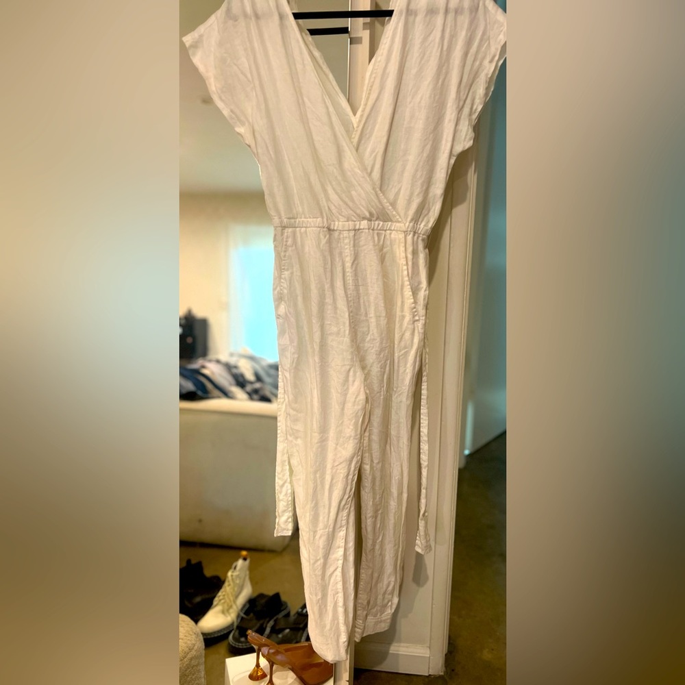 Joie white coverup jumpsuit linen